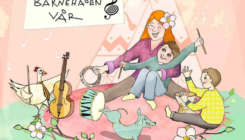 Mer sang og musikk i barnehagen fører til at  både barn og voksne oftere tar initiativ til sang og spill på instrumenter, viser et prosjekt i Bergen. Illustrasjon: Lene Bakke Jacobsen