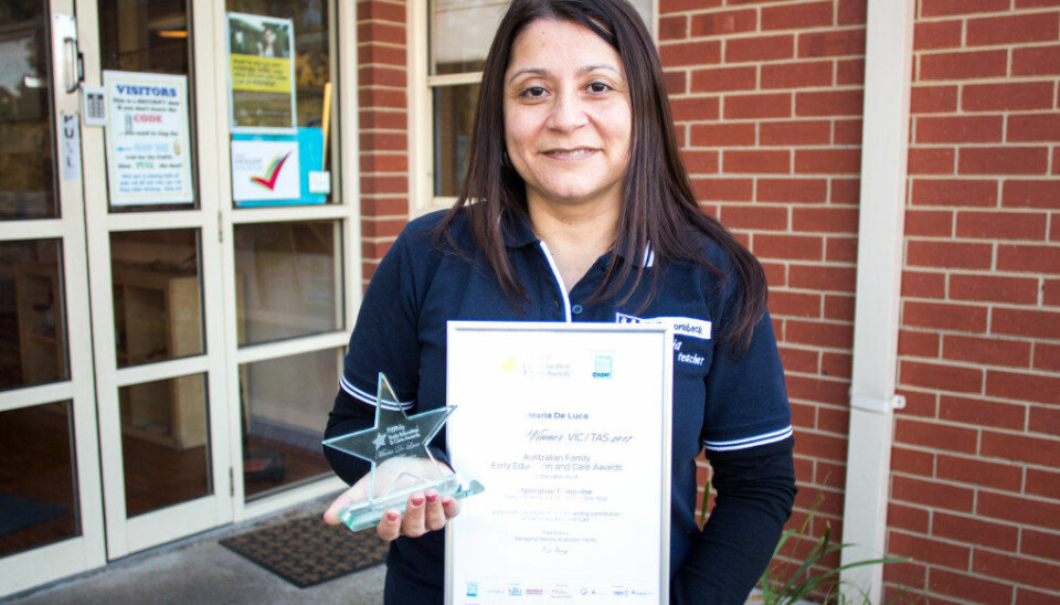 Maria De Luca vant «Årets Barnehagelærer» i Victoria og Tasmania i 2017, og kom på annenplass for tilsvarende pris nasjonalt i Australia. Foto: Andrea Thiis-Evensen