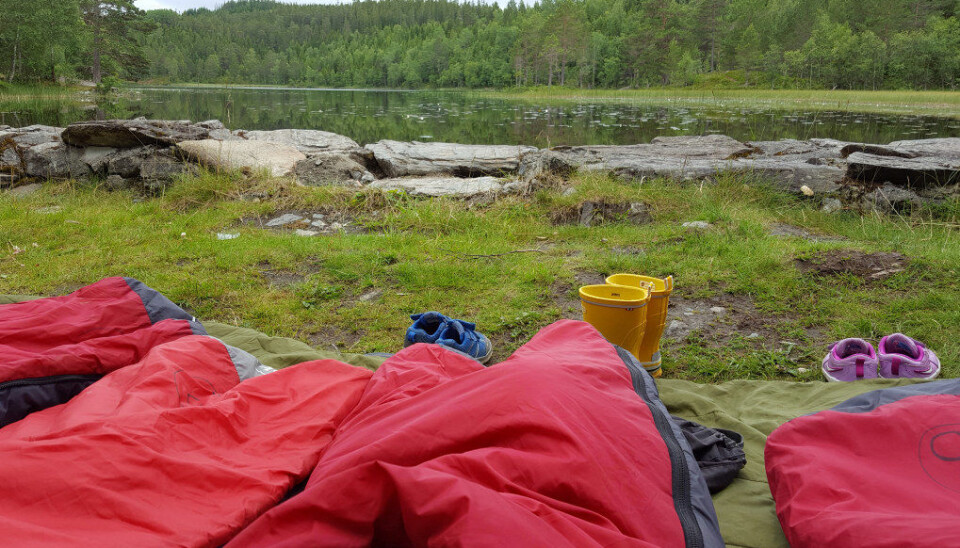 Barna i Solbakken barnehage i Trondheim er vant til å sove ute når de er på tur. Foto: Solbakken barnehage