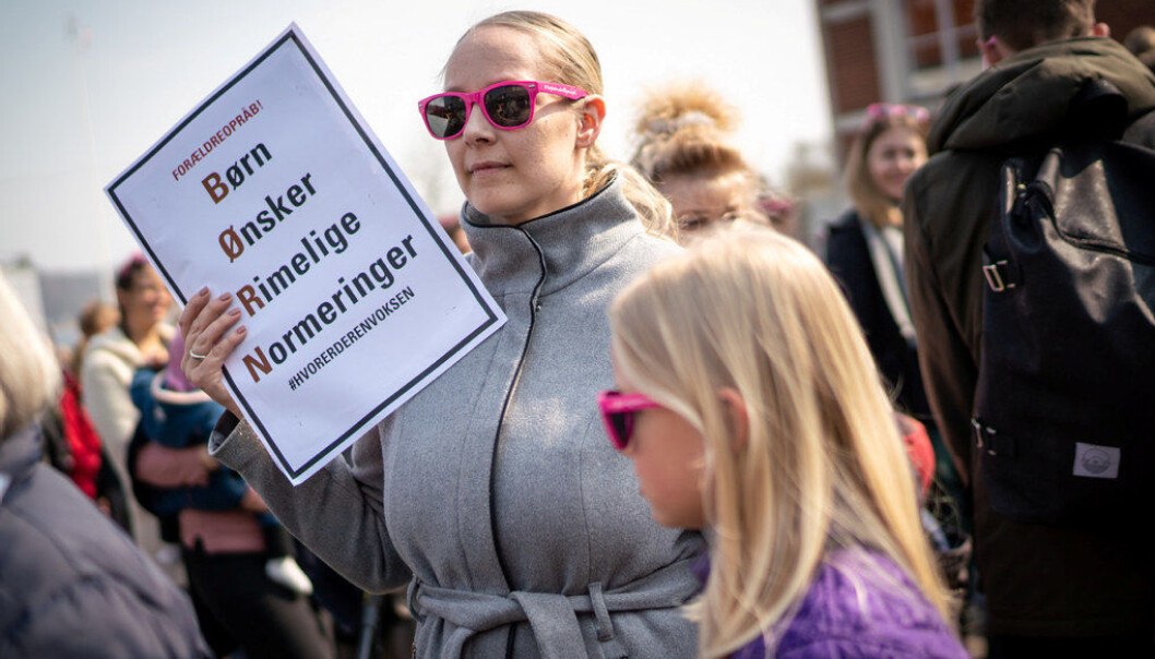 Laurdag var det 57 demonstrasjonar i Danmark for betre bemanning i barnehagane. Foto: Per Bille Laurdag var det 57 demonstrasjonar i Danmark for betre bemanning i barnehagane. Foto: Per Bille