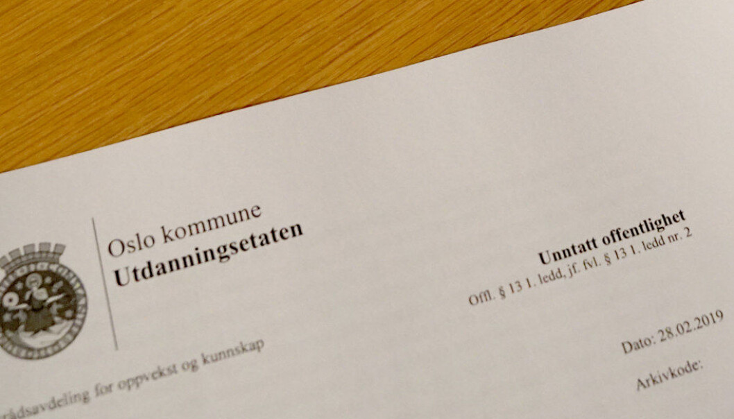 Planen for bedring av ytringskulturen i Osloskolen ble først unntatt offentlighet. Foto: Marianne Ruud Planen for bedring av ytringskulturen i Osloskolen ble først unntatt offentlighet. Foto: Marianne Ruud