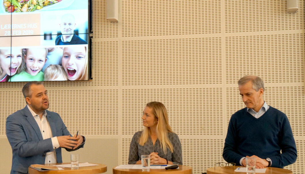 Debatterte skolemat på frokostmøte: Roy Steffensen (Frp), Mathilde Tybring-Gjedde (H) og Jonas Gahr Støre (Ap). Foto: Marianne Ruud Debatterte skolemat på frokostmøte: Roy Steffensen (Frp), Mathilde Tybring-Gjedde (H) og Jonas Gahr Støre (Ap). Foto: Marianne Ruud