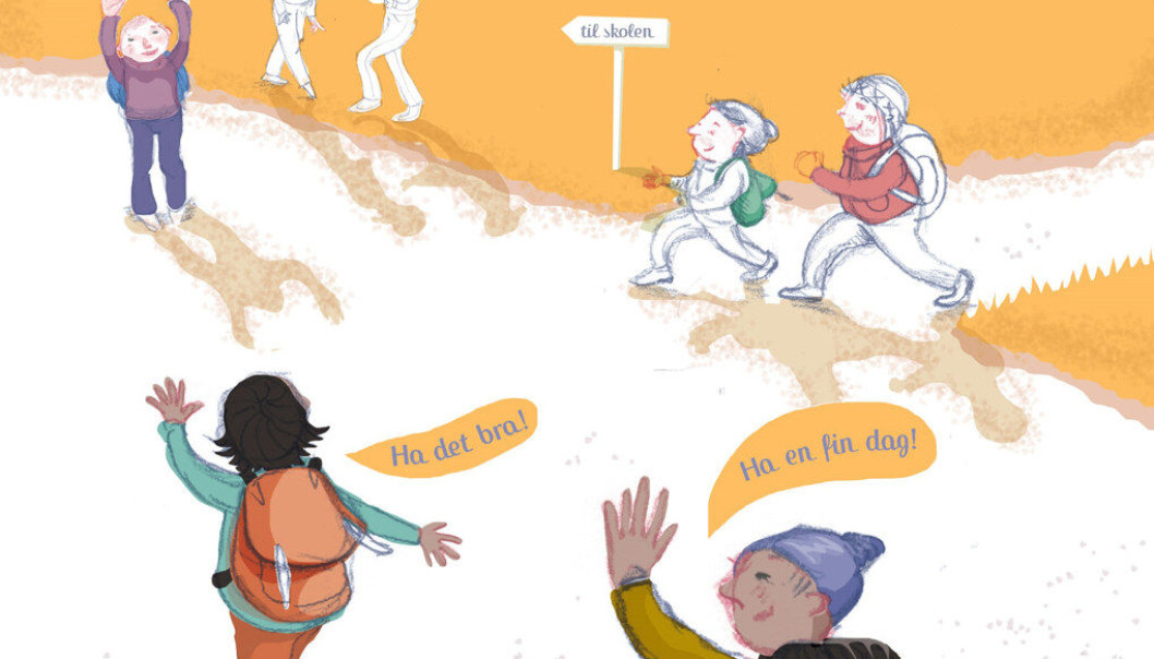 Ingen av de barna som deltok i Skoleklubben hadde problemer med gråting og adskillelse fra foresatte da de begynte i 1. klasse. Illustrasjon: Tone Lileng | post@tonelileng.no Ingen av de barna som deltok i Skoleklubben hadde problemer med gråting og adskillelse fra foresatte da de begynte i 1. klasse. Illustrasjon: Tone Lileng | post@tonelileng.no