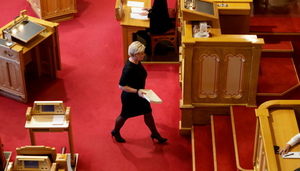 Siv Jensen i Stortinget i dag. Foto: Cornelius Poppe / NTB scanpix