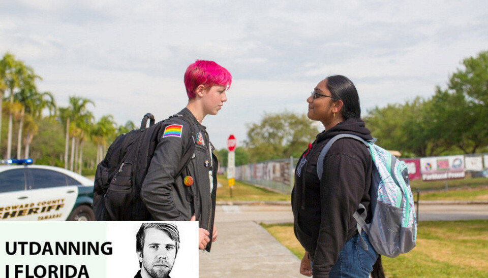 Caspen Becher og Aditi Gopal er elever ved Stoneman Douglas high school i Florida. Foto: Hans Skjong.