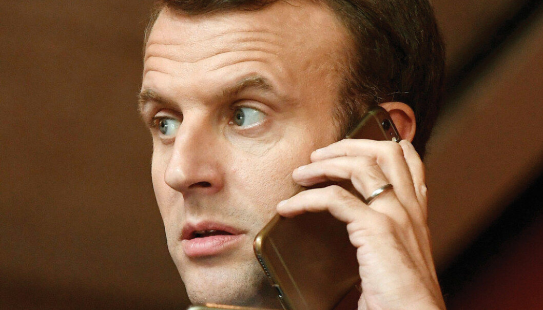 En av president Emmanuel Macrons valgsaker var totalforbud mot mobiltelefoner i skolen. Til høsten blir dette realisert, ifølge utdanningsministeren. Foto: Szilard Koszitcsak/EPA/NTB scanpix En av president Emmanuel Macrons valgsaker var totalforbud mot mobiltelefoner i skolen. Til høsten blir dette realisert, ifølge utdanningsministeren. Foto: Szilard Koszitcsak/EPA/NTB scanpix