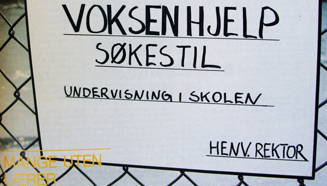Mangelen på kvalifiserte lærere var stor på 1960- og begynnelsen av 1970-tallet. Faksimile fra Norsk skoleblad nr. 22/1987 Mangelen på kvalifiserte lærere var stor på 1960- og begynnelsen av 1970-tallet. Faksimile fra Norsk skoleblad nr. 22/1987