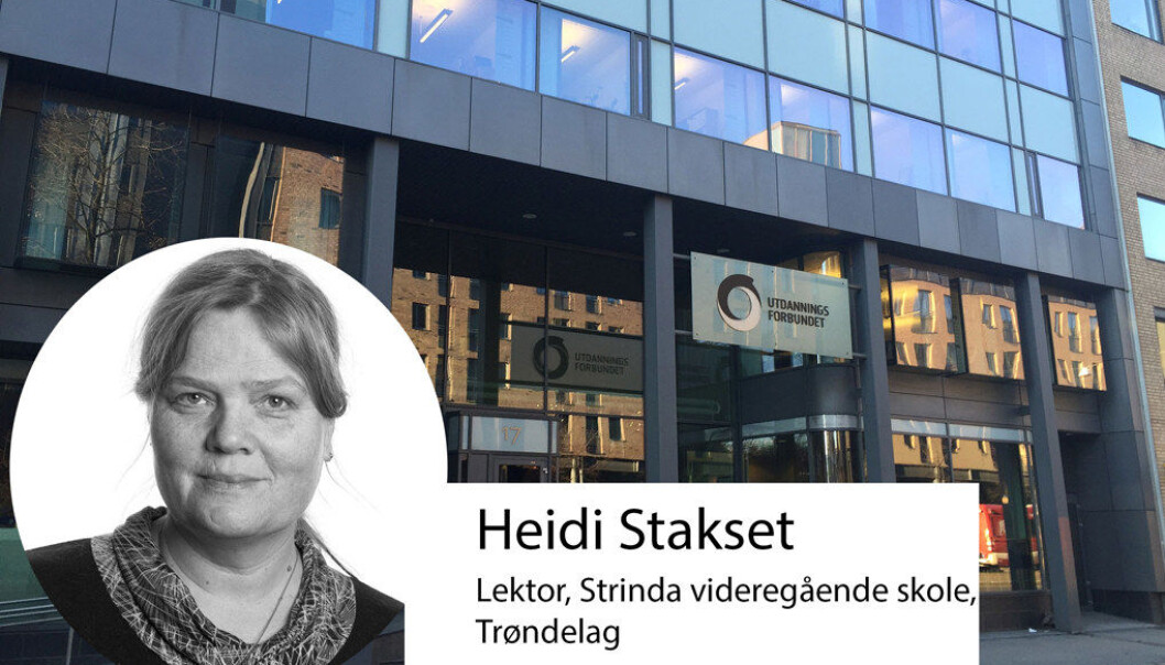 Hvorfor skal en fagforening legge etiske føringer for lærere? Mener Utdanningsforbundet at lærere ikke tar ansvar, og at fagprofesjonen handler uetisk, skriver Heidi Stakset. Foto: Sør-Trøndelag fylkeskommune / Paal Svendsen Hvorfor skal en fagforening legge etiske føringer for lærere? Mener Utdanningsforbundet at lærere ikke tar ansvar, og at fagprofesjonen handler uetisk, skriver Heidi Stakset. Foto: Sør-Trøndelag fylkeskommune / Paal Svendsen