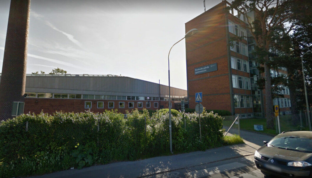 Slagsmålet som endte med at en 17-årig gutt mistet livet, skjedde på Enskede gårds gymnasium sør i Stockholm, melder avisa Expressen. Foto Google