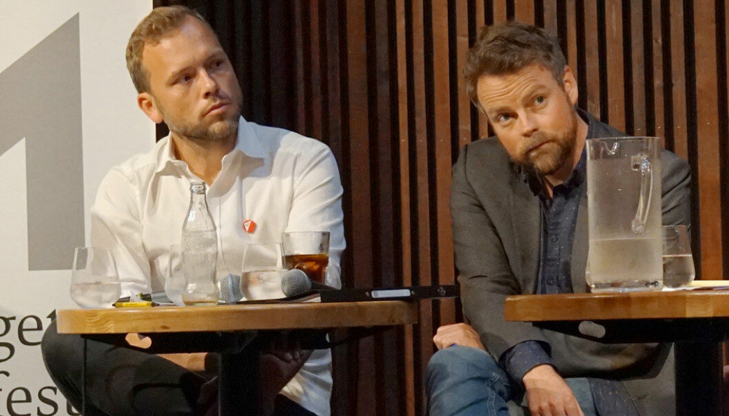 Audun Lysbakken (SV) og Torbjørn Røe Isaksen (H) fikk tydelig fram hva som skiller de to partiene i utdanningspolitikken. Foto: Marianne Ruud