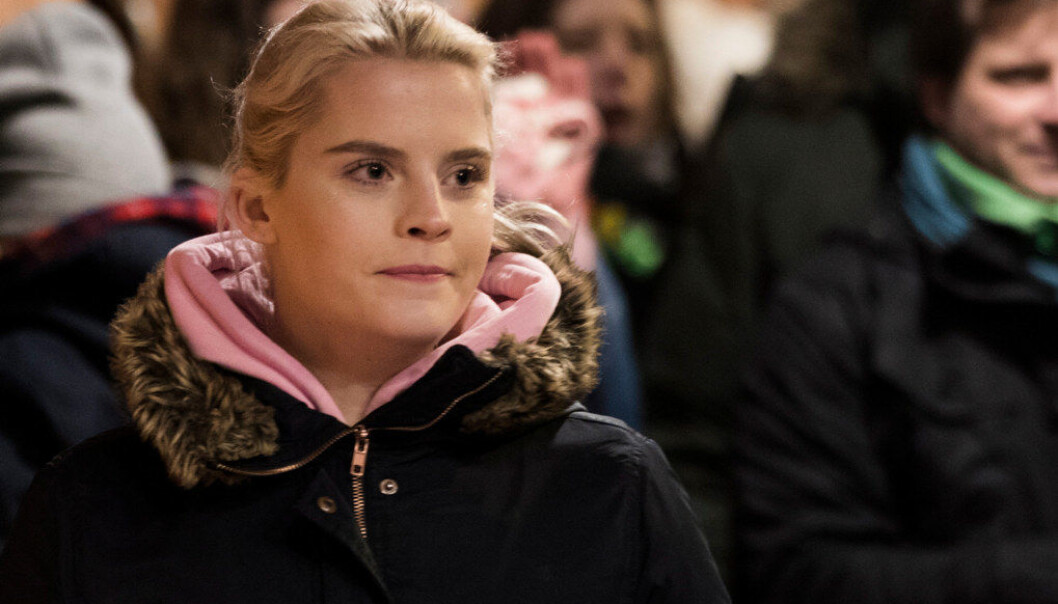 NRK-suksessen Skam gjør også suksessi klasserommene i Danmark. Her holder Urikke Falch appell på Youngstorget under 8.mars-markeringen i 2017. Foto: Berit Roald / NTB scanpix NRK-suksessen Skam gjør også suksessi klasserommene i Danmark. Her holder Urikke Falch appell på Youngstorget under 8.mars-markeringen i 2017. Foto: Berit Roald / NTB scanpix