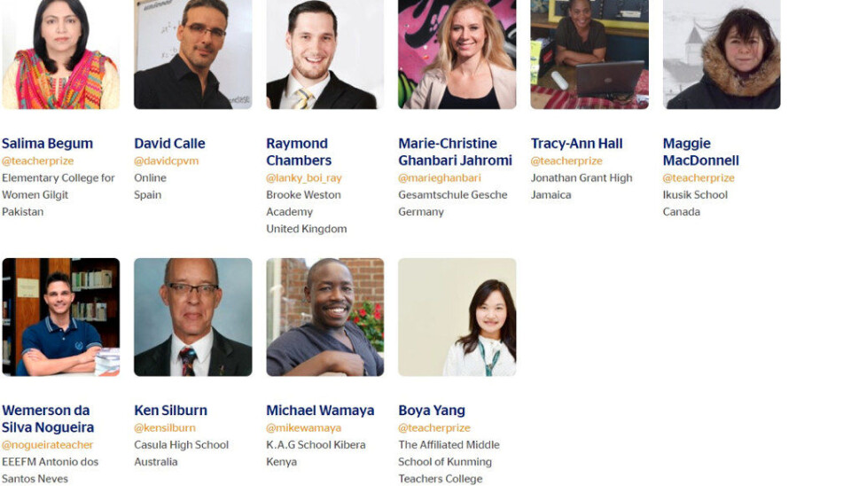 Finalistene til Global Teacher Prize 2017. Skjermdump fra globalteacherprize.org. Finalistene til Global Teacher Prize 2017. Skjermdump fra globalteacherprize.org.