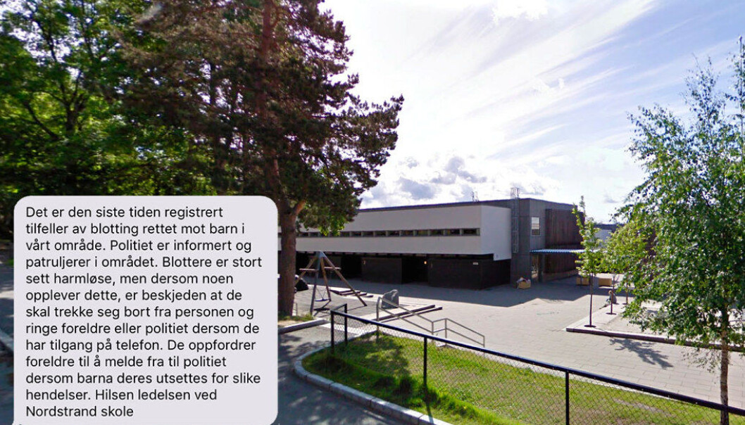 Meldingen om blotting kommer fra Nordstrand skole og Kastellet skole (bildet). Foto: Google Meldingen om blotting kommer fra Nordstrand skole og Kastellet skole (bildet). Foto: Google