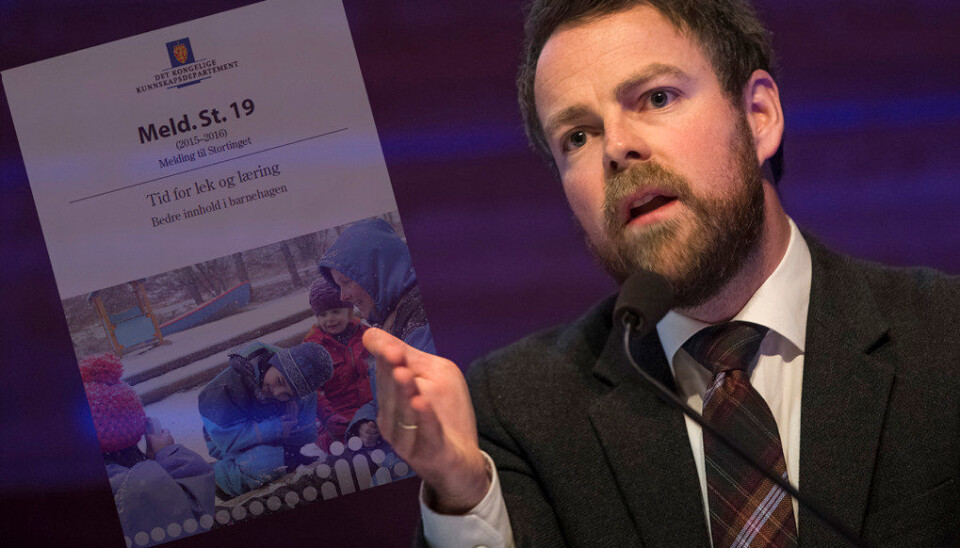 Regjeringa får ikkje fleirtal i Stortinget for å innføre ein språknorm i barnehagen. Arkivfoto: Utdanning