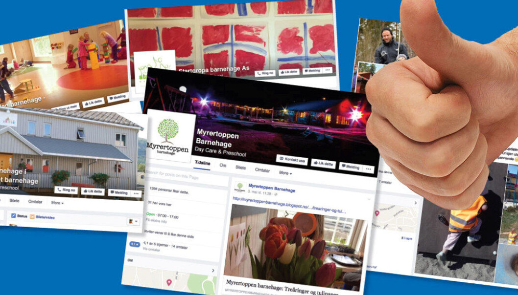 Mange barnehageansatte mener barnehagens Facebook-side er en god informasjonskanal rettet mot foreldre, og at det er god profilering av barnehagen. Illustrasjon: Utdanning Mange barnehageansatte mener barnehagens Facebook-side er en god informasjonskanal rettet mot foreldre, og at det er god profilering av barnehagen. Illustrasjon: Utdanning
