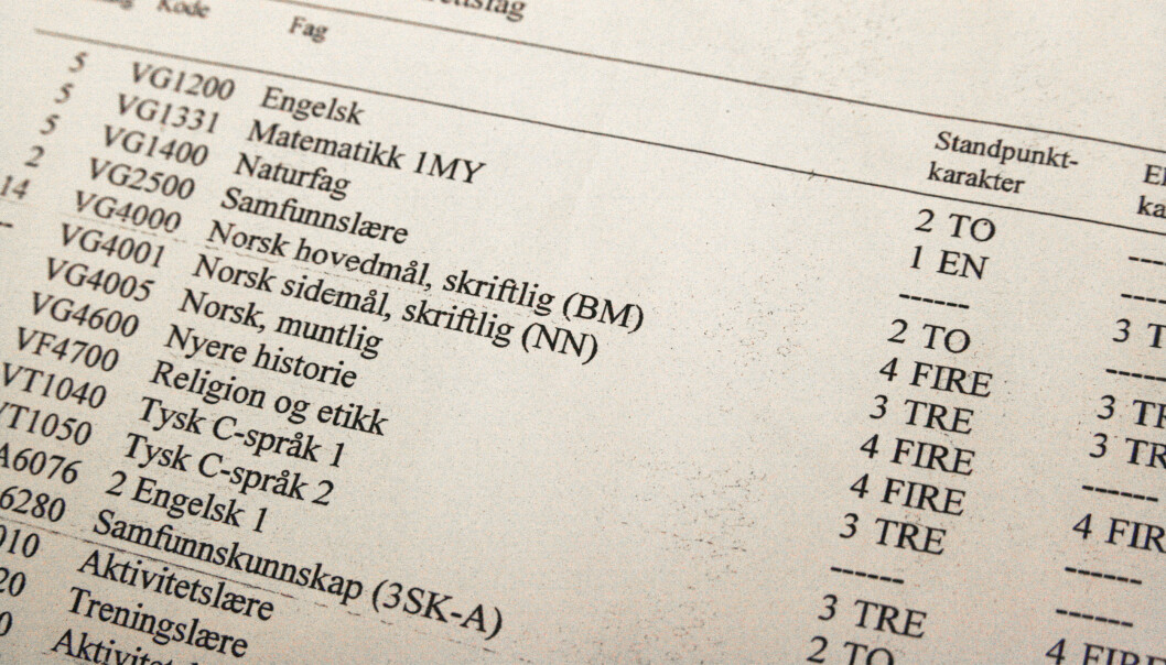Karakterene fra ungdomsskolen avgjør hvilken videregående en kan velge. Foto: arkiv Karakterene fra ungdomsskolen avgjør hvilken videregående en kan velge. Foto: arkiv