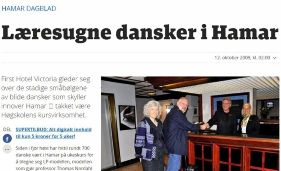 Faksimile fra Hamar Dagblad fra 2009.