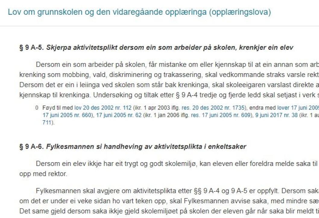 Illustrasjon: Skjermdump frå lovdata.no Illustrasjon: Skjermdump frå lovdata.no