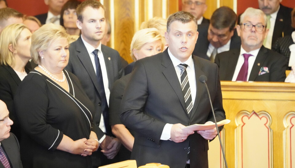 Justisminister Jøran Kallmyr under åpningen av det 164. Storting. Foto: Terje Pedersen / NTB scanpix