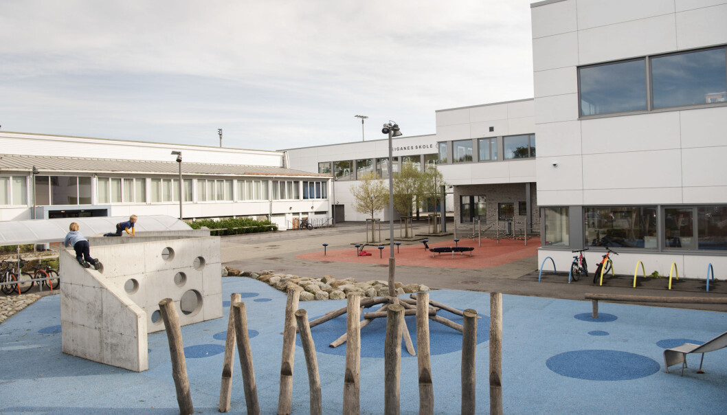 Elevene Marius og Live ved Eiganes skole trekker fram variasjon og størrelse som viktig for at de trives i uteområdene som ligger rundt hele skolen. Foto: Marie von Krogh Elevene Marius og Live ved Eiganes skole trekker fram variasjon og størrelse som viktig for at de trives i uteområdene som ligger rundt hele skolen. Foto: Marie von Krogh