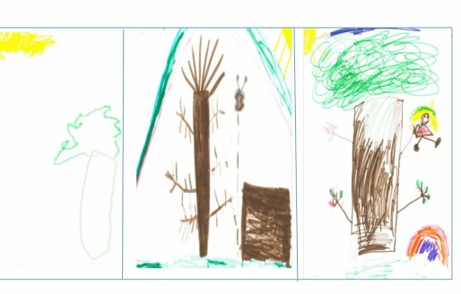 Da barna ble spurt om å tegne favorittstedet i barnehagen, tegnet de skogen, ikke lekeapparatene