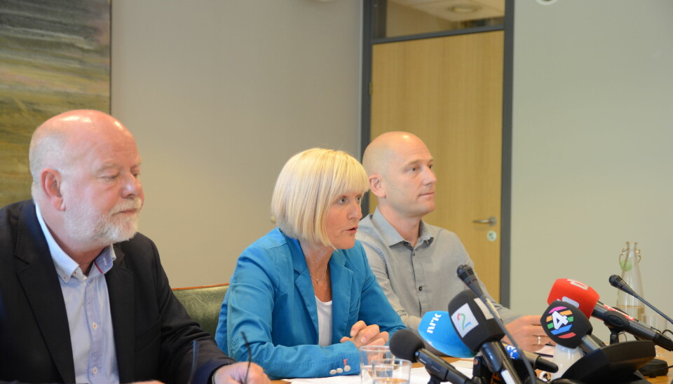 Ledelsen i Utdanningsforbundet presenterte uravstemningsresultatet på en pressekonferanse. Foto: Kari Oliv Vedvik