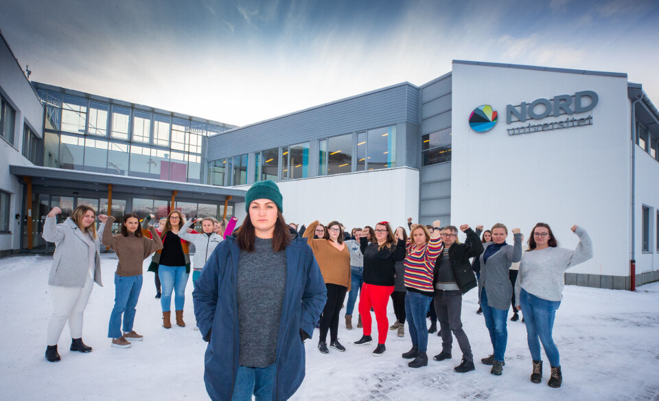 Studenter ved Nesna kjemper for studiestedet sitt. Foran: Kathrine Øines Dishington Johnsen.