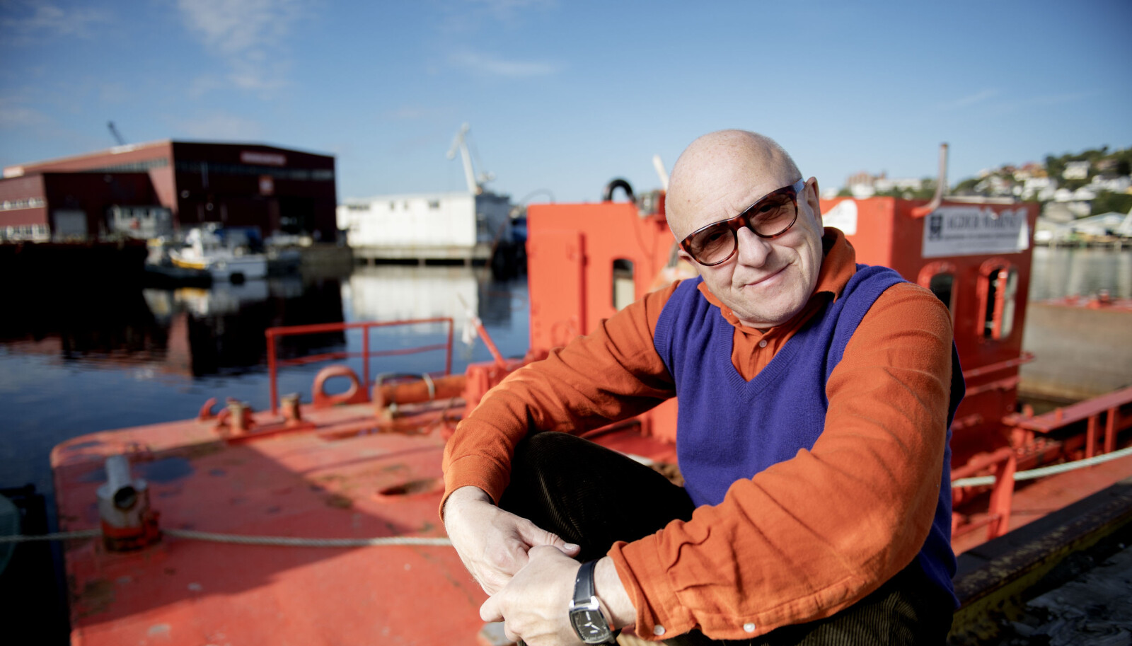 Kjell Erik Killi Olsen på kaia i Trondheim. Kjell Erik Killi Olsen på kaia i Trondheim.