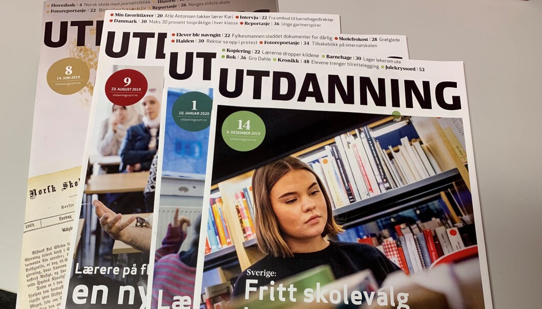 – I dei siste nummera av Utdanning er det eit overveldande fleirtal med nynorsksider, skriv Arne Nydal. – I dei siste nummera av Utdanning er det eit overveldande fleirtal med nynorsksider, skriv Arne Nydal.