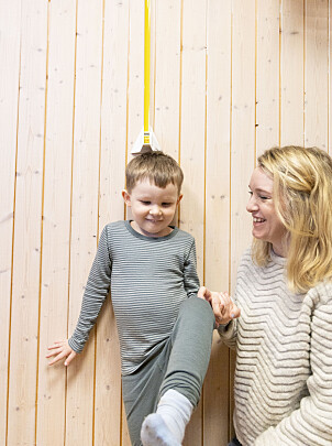 På fireårskontrollen var det stas å bli målt, synes Johannes. På fireårskontrollen var det stas å bli målt, synes Johannes.