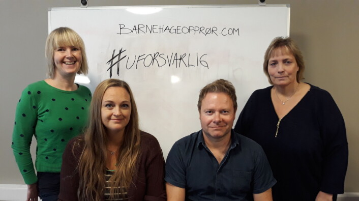 F.v: Janne Bergstå, Christina Grefsrud-Halvorsen, Royne Berget og Sabine Scheidt i Foreldreopprøret og Barnehageopprøret. Foto: Privat. F.v: Janne Bergstå, Christina Grefsrud-Halvorsen, Royne Berget og Sabine Scheidt i Foreldreopprøret og Barnehageopprøret. Foto: Privat.