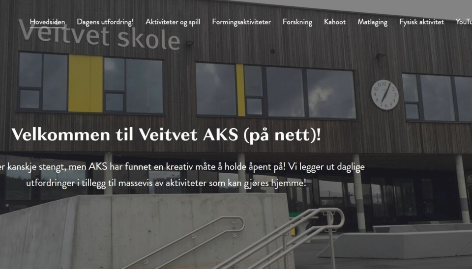Slik ser den nye hjemmesiden til Aks på Veitvet skole ut.