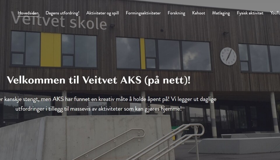 Slik ser den nye hjemmesiden til Aks på Veitvet skole ut.