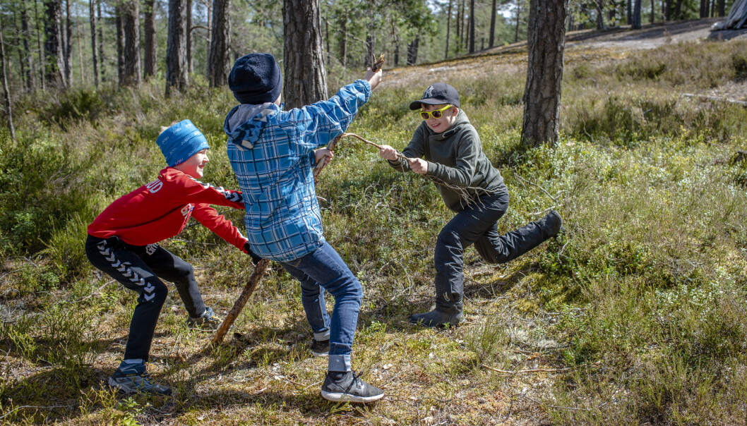 Det er litt mer fart og moro i timene i skogen. Det er litt mer fart og moro i timene i skogen.