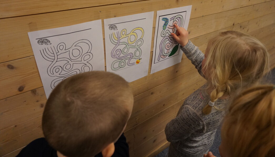 I arbeidet med labyrinter så de barnehageansatte at barna utviklet sin logiske-matematiske tenkning fra at barna ikke forsto labyrintene i det hele tatt til at de klarte avanserte varianter. I arbeidet med labyrinter så de barnehageansatte at barna utviklet sin logiske-matematiske tenkning fra at barna ikke forsto labyrintene i det hele tatt til at de klarte avanserte varianter.