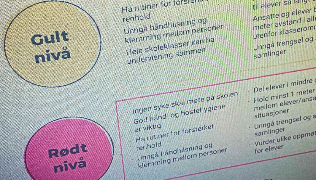 Trafikklysmodellen for videregående slår fast at rødt nivå ikke er det samme som hjemmeskole. Trafikklysmodellen for videregående slår fast at rødt nivå ikke er det samme som hjemmeskole.