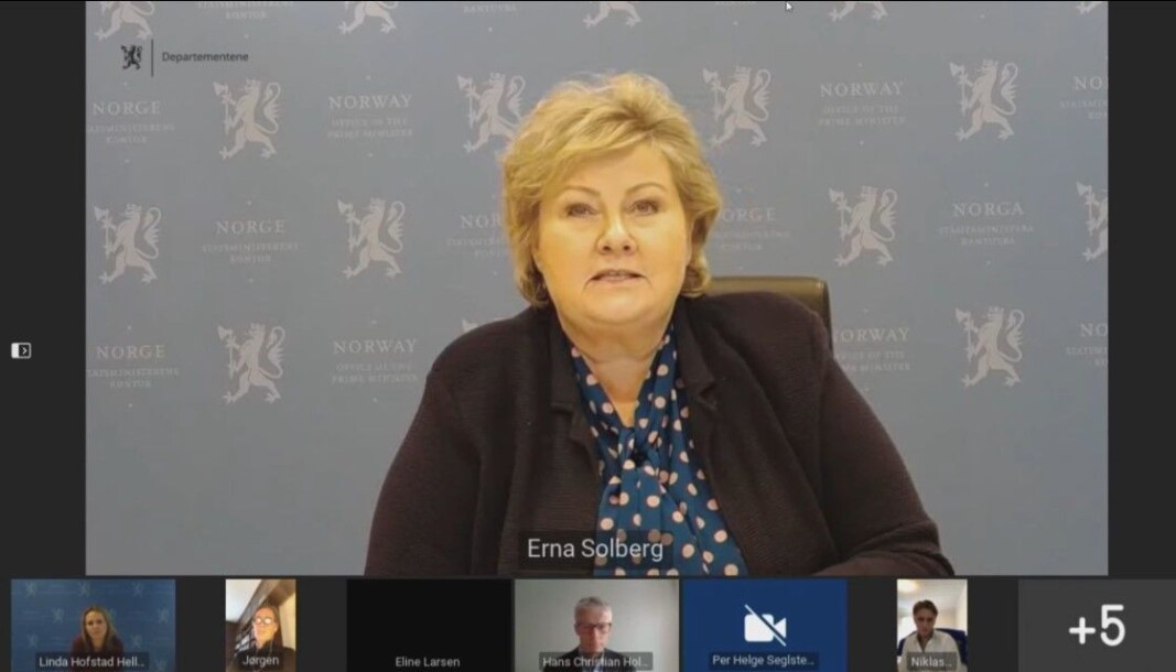 Erna Solberg fikk høre om den digitale skolehverdagen under pandemien. Erna Solberg fikk høre om den digitale skolehverdagen under pandemien.