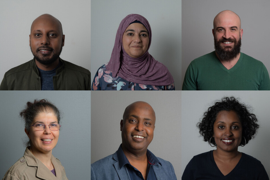 De seks lærerne i Fleksibel opplæring, Sid Omar Mohamud Ahmed, Eden Tewelde Teklemichael, Sanaa Ezzat, John Sium, Amer Zeiad Ayoub og Gada Omar Abdulkareem Al-Ani.
