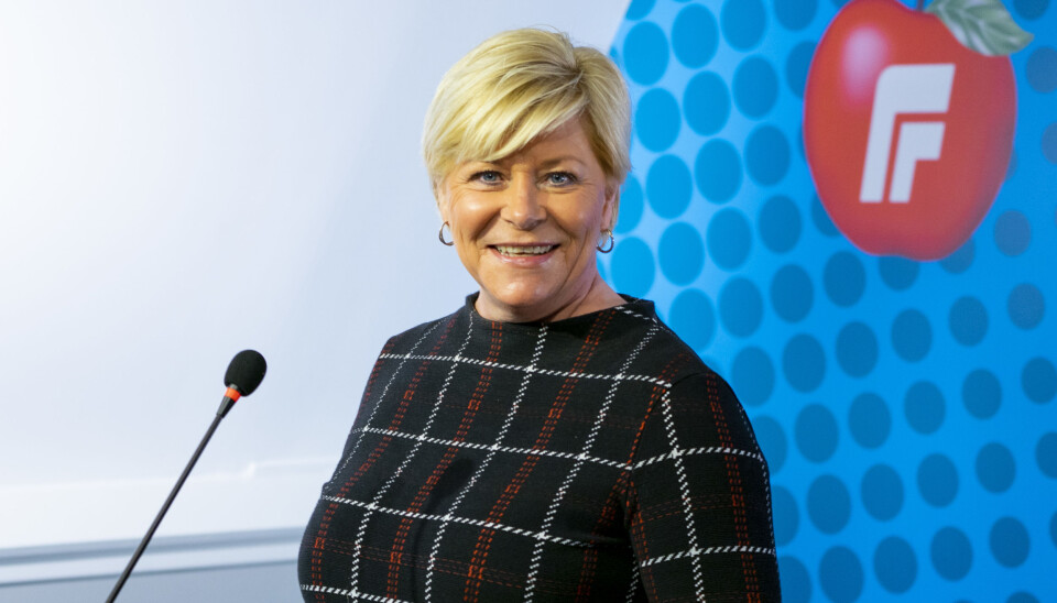 Oslo 20210320.
Siv Jensen taler til Frp sitt digitale landsstyremøte.
Foto: Frp / NTB Oslo 20210320.
Siv Jensen taler til Frp sitt digitale landsstyremøte.
Foto: Frp / NTB