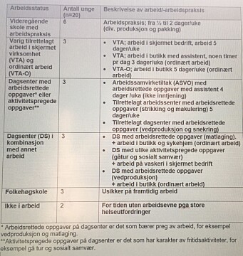 Tabell 1, Arbeidsstatus Tabell 1, Arbeidsstatus