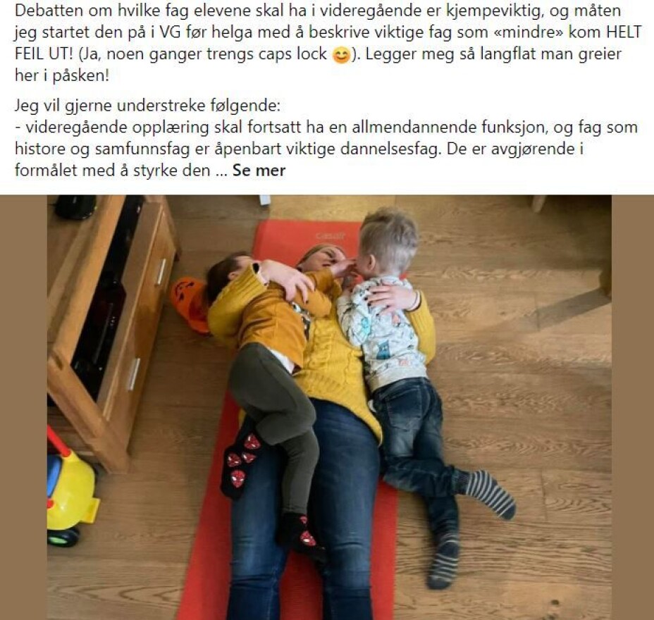 Legger seg flat: Guri Melby.