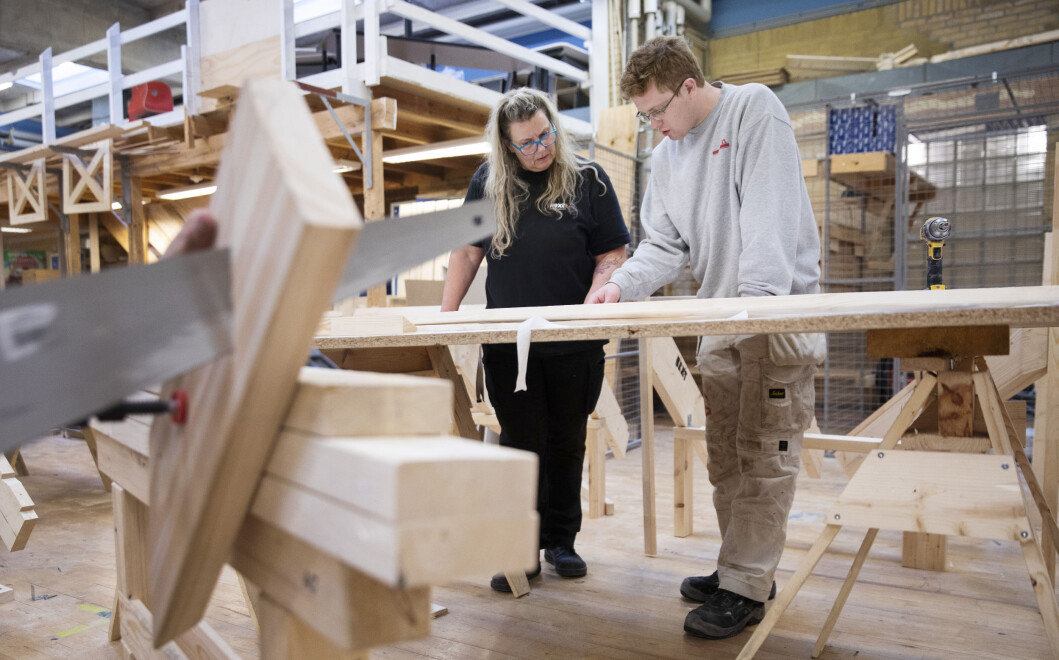 Lærer Marianne Møller underviser Albert Elm. Lærer Marianne Møller underviser Albert Elm.