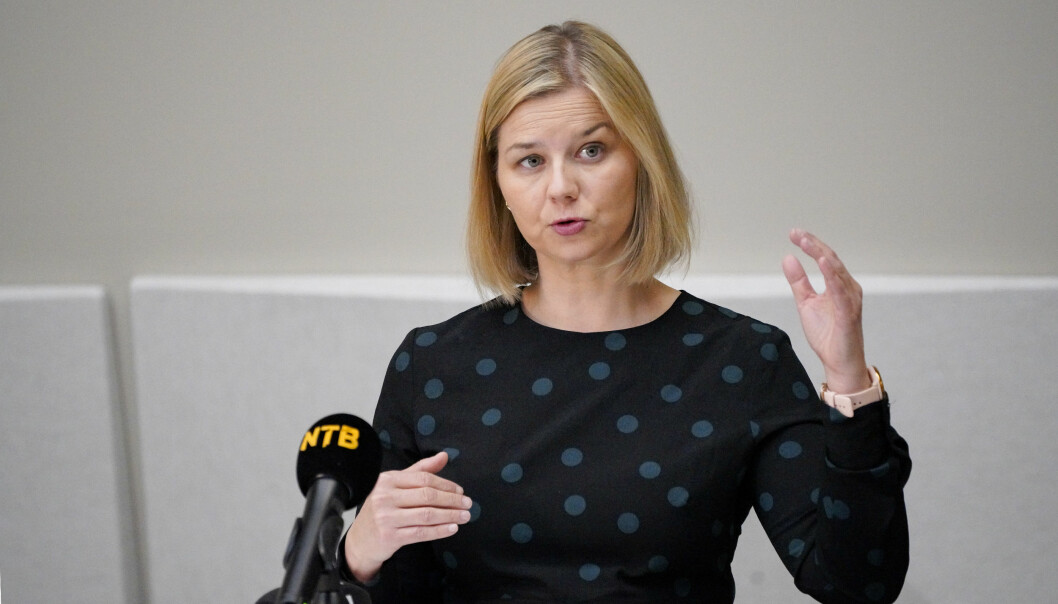 Oslo 20210527. 
Kunnskaps- og integreringsminister Guri Melby (V) holder pressetreff om muntlig eksamen.
Foto: Gorm Kallestad / NTB