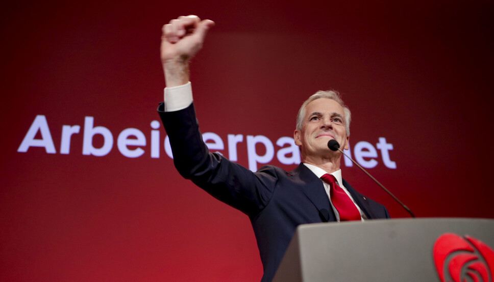 Ap-leder Jonas Gahr Støre erklærte partiet som valgvinner i sin tale til Arbeiderpartiets valgvake på Folkets hus Ap-leder Jonas Gahr Støre erklærte partiet som valgvinner i sin tale til Arbeiderpartiets valgvake på Folkets hus