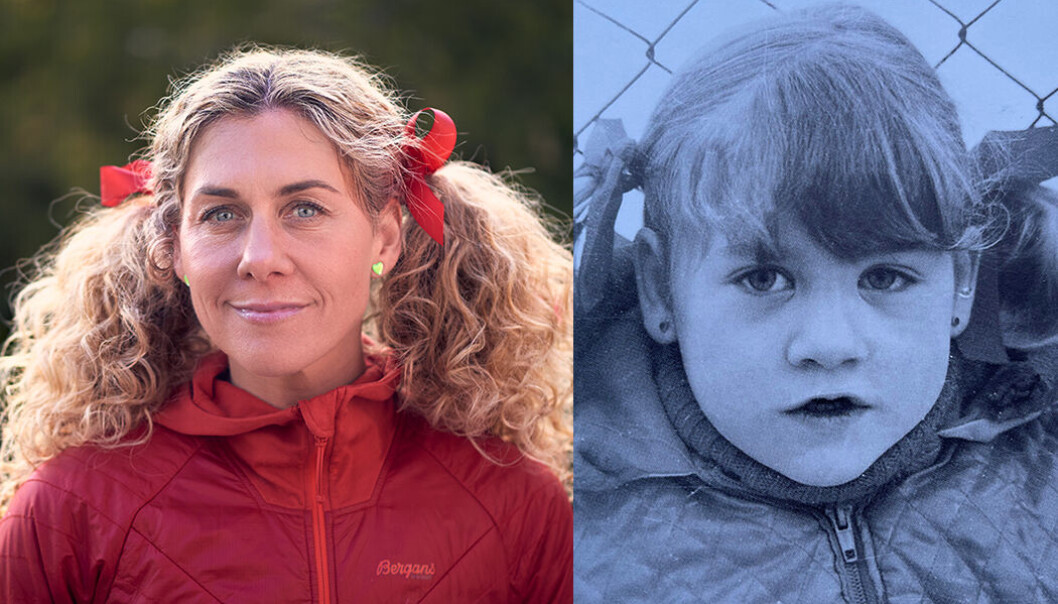 Fjellklatrer Cecilie Skog i barneparken tre år gammel, avbildet i Sunnmørsposten fordi det var moderne med hull i ørene blant små barn. Fjellklatrer Cecilie Skog i barneparken tre år gammel, avbildet i Sunnmørsposten fordi det var moderne med hull i ørene blant små barn.