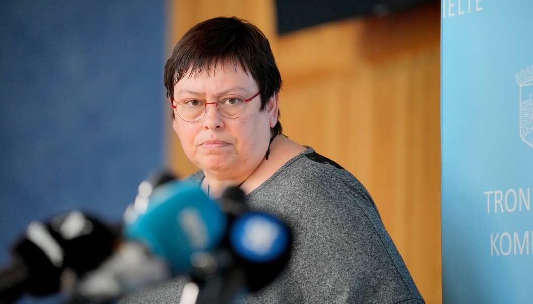 Ordfører Rita Ottervik under en pressekonferanse i Trondheim om tiltak vedrørende koronasituasjonen.