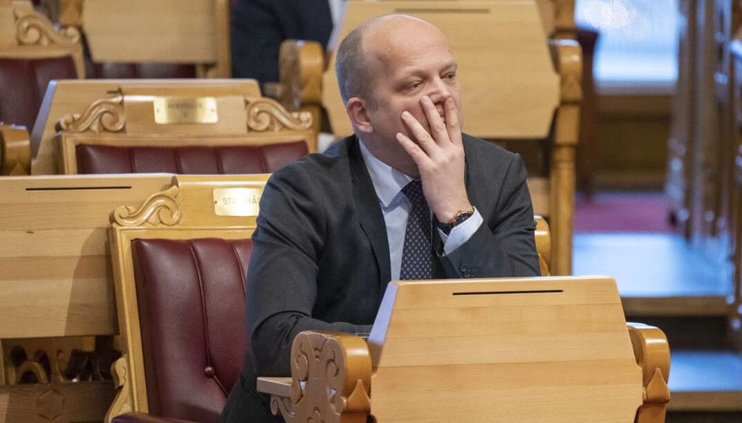 Finansminister Trygve Slagsvold Vedum under muntlig spørretime på Stortinget Finansminister Trygve Slagsvold Vedum under muntlig spørretime på Stortinget