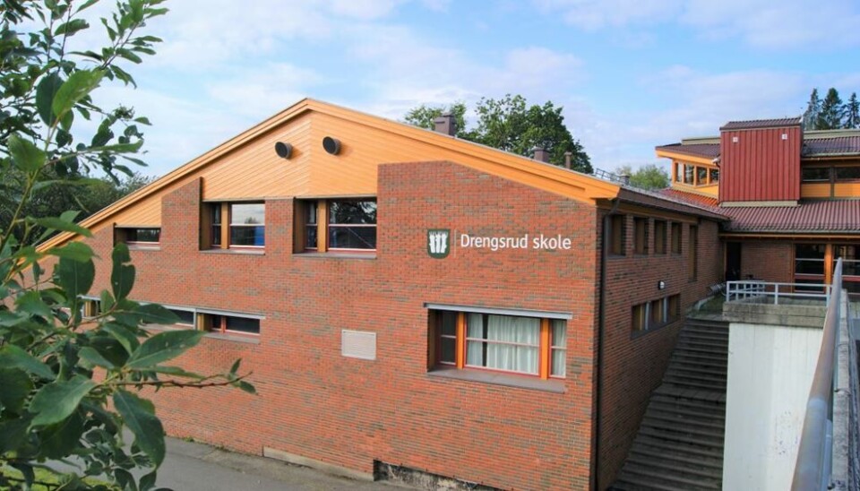 Drengsrud skole, en av Askers barneskoler, som er på gult nivå fra mandag.