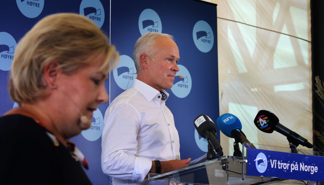 Erna Solberg og Jan Tore Sanner presenterte 50 punkter om skolepolitikk før valgkampstarten for understreke at skole er valgkampsak nummer én. Likevel ble det et nederlag i 2021. Erna Solberg og Jan Tore Sanner presenterte 50 punkter om skolepolitikk før valgkampstarten for understreke at skole er valgkampsak nummer én. Likevel ble det et nederlag i 2021.