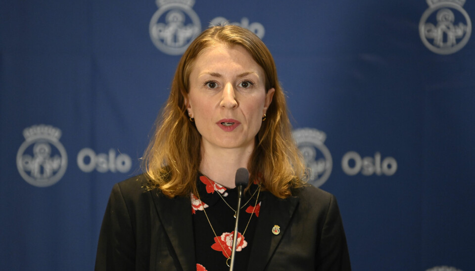 Byråd for oppvekst og kunnskap, Sunniva Holmås Eidsvoll (SV) under en pressekonferense i Oslo Rådhus om håndteringen av koronasituasjonen.